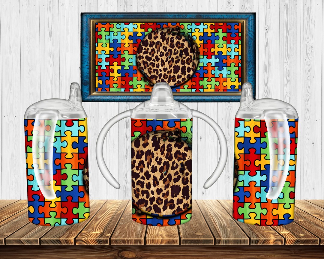 Autism 12oz Sippy Cup Sublimation,autism Awareness Straight Sippy Cup