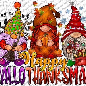 Happy Hallothanksmas Png, Gnomes Png, Halloween Png, Christmas Png, Thanksgiving Png, Sublimation Design Downloads,Christmas Gnomes png