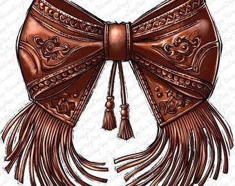 Western Cowgirl Bow png, Howdy Brown Leather Bow png, Cowhide bow png, Coquette Cowgirl aesthetic, Cowgirl Bow Clipart png, Watercolor Bow