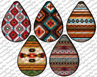 Western Teardrop Earring, Western Design, Aztec Teardrop Sublimation Png, collage download Leopard,Watercolor, Turquoise, Cowhide Pattern