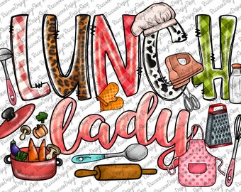 Diseño PNG de cocinera de comedor escolar para sublimación, PNG de cocinera de comedor escolar, imágenes prediseñadas de cocinera de comedor escolar, PNG de equipo de cocina, PNG de la vida de la cocinera de comedor escolar, descarga digital