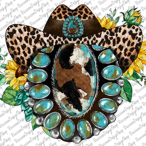 Turquoise png file, Turquoise Cowboy, Cowboy Hat, Cowboy Png, Western Png, leopard print, Sublimation Designs Downloads, Digital Download