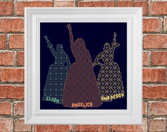 The Schuyler Sisters ~ Blackwork and Counted Cross Stitch Pattern (Digital Format - PDF)