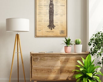 Vintage Saturn V Rocket Technical Drawing Poster – NASA Space Art