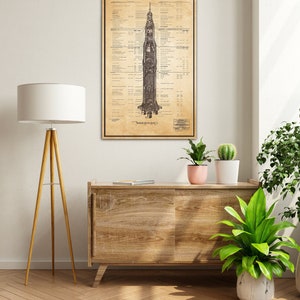 Vintage Saturn V Rocket Technical Drawing Poster - High-Quality Print, 18x24&quot; or 24x36&quot;, NASA Space Art