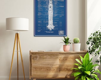 Saturn V Rocket Blueprint Poster – NASA Space Art Print