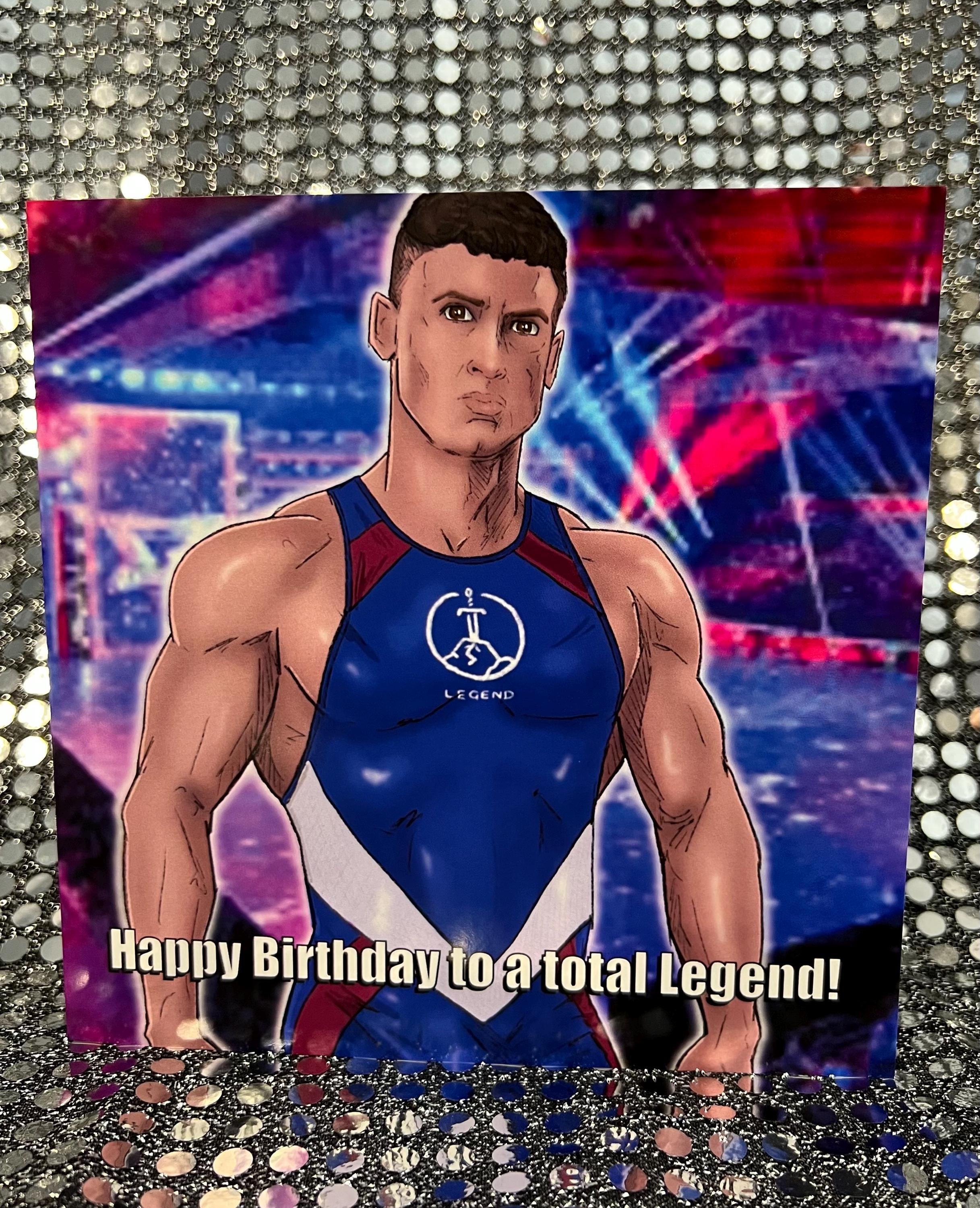 Gladiators - Legend from TV’s Gladiators - Gay Icons limited edition  Birthday Card (Blank inside)