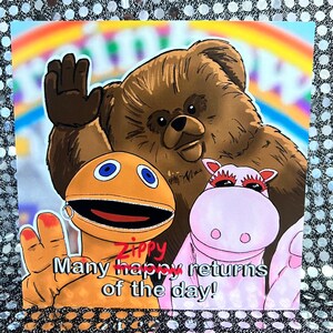 Rainbow - Zippy, Bungle and George de Rainbow - Carte de voeux d'anniversaire Gay Icons en édition limitée (vierge à l'intérieur)