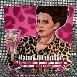 Karen Walker van Will and Grace - Gay Icons limited edition verjaardagskaart (blanco binnenkant)