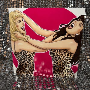Kylie et Dannii Minogue se battent du Kylie Show - Carte de voeux vierge Gay Icons
