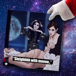 Uitverkoop - Kerstkaart - Shakespeares zus blijf bij mij / slee bij mij - Gay Icon - Kerstkaarten