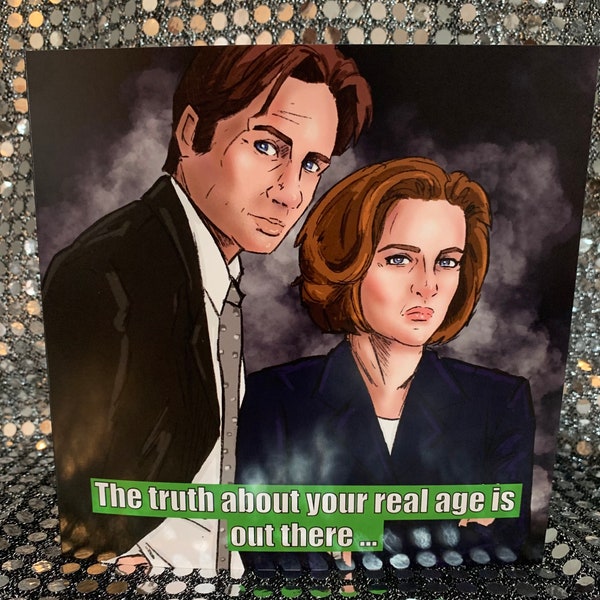 Mulder and Scully from ‘The X Files’ - Gay Icons limited edition  Birthday Card (Blank inside)
