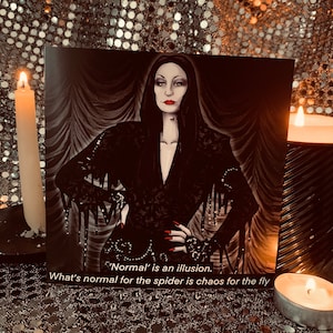 Angelica Houston als Morticia Addams von der Addams Family - Gay Icons limitierte leere Grußkarte