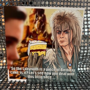 Película Laberinto - Tarjeta de cumpleaños - Tarjeta de felicitación de edición limitada de Gay Icons (en blanco por dentro)