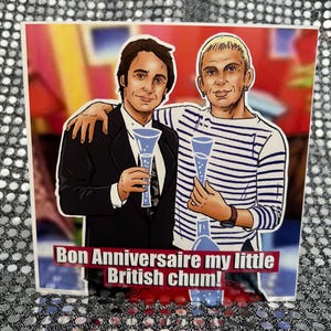 Tarjeta de cumpleaños de edición limitada de Eurotrash, nostalgia de los 90, TV de los 90 - Iconos Gay (en blanco por dentro)