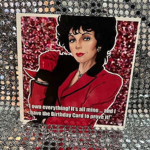 Joan Collins als Alexis Colby in Dynasty - Gay Icons limited edition verjaardagskaart (blanco binnenkant)