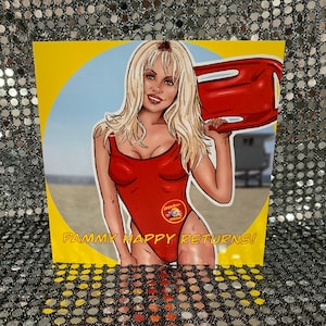 Pamela Anderson in Baywatch - Gay Icons limitierte Geburtstagskarte (leere Innenseite)