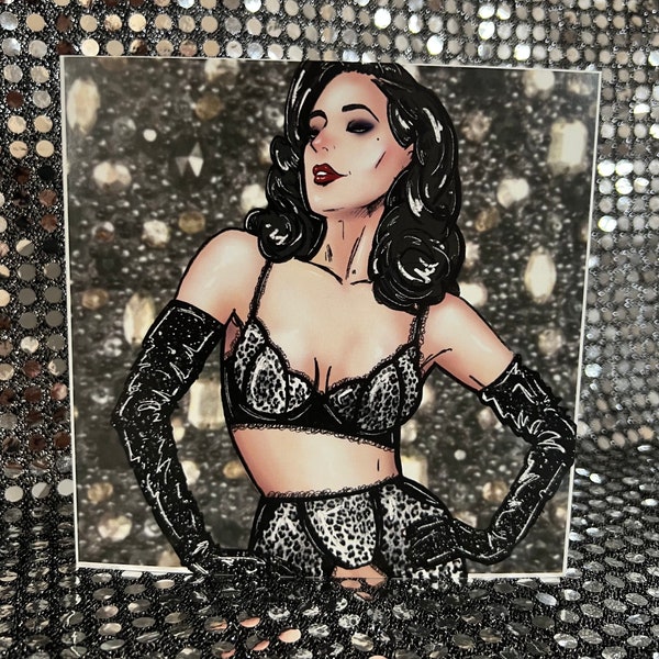 Dita Von Teese (limited edition black lingerie) -  Burlesque illustration - blank Greeting Card