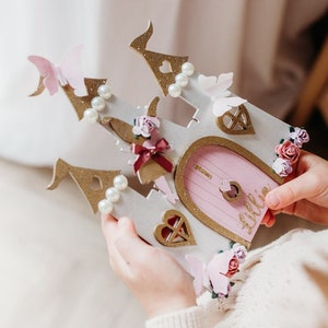 Princess Fairy Castle, wooden fairy door, fairy castle wooden door, fairy door, pink fairy door, girls decor fairy doors, princess decor