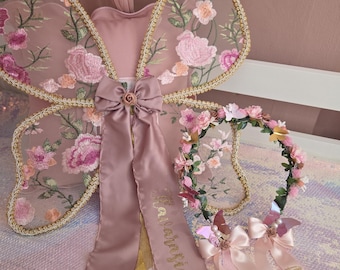 Embroidered Fairy Wings, toddler pink fairy wings, magical dress up wings, children's fancy dress wings, butterfly Wings, embroidered wings