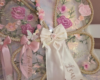 Embroidered Fairy Wings, toddler pink fairy wings, magical dress up wings, children's fancy dress wings, butterfly Wings, embroidered wings