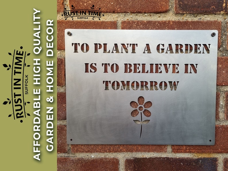 Believe in tomorrow wall Steel sign, garden gifts, garden wall art, outdoor wall art, garden decor 