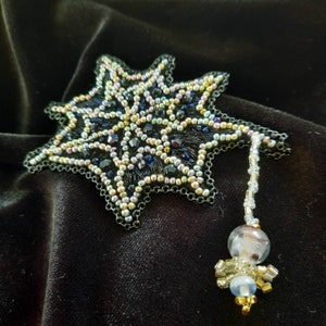 Handmade beaded  Spider Web with Spider Brooch Pin, Halloween gift, Halloween Jewelry, Gift for her/ him