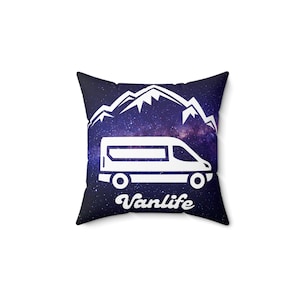 vanlife white van sprinter Square Pillow