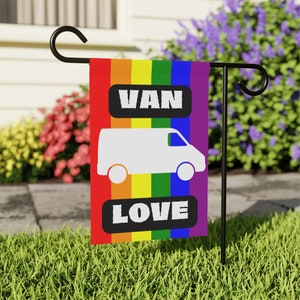 Vanlife Pride Flag van white van