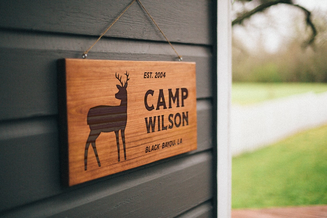 Custom Hunting Camp Sign Carved Wood Deer Lodge Sign with Etsy