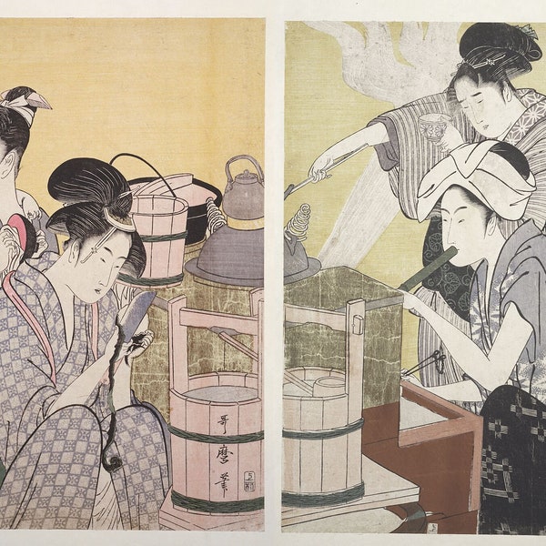 Daidokoro (scène de cuisine) par Utamaro Kitagawa - vers 1800