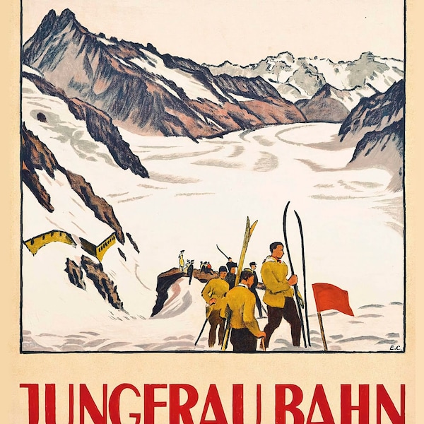 Jungfrau Bahn door Emil Cardinaux (1877-1936) - 1928