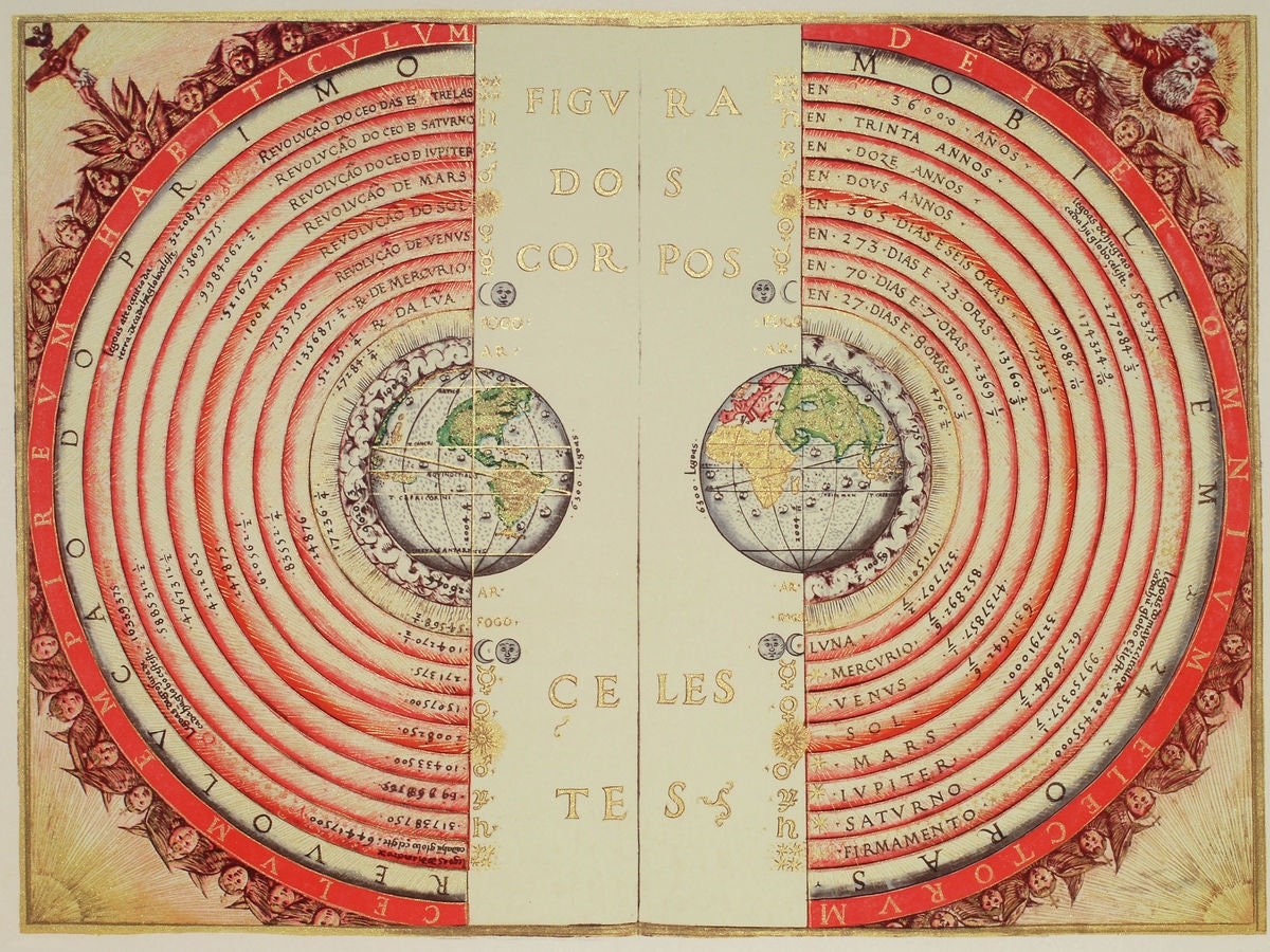 Ptolemy's Geocentric System Parchment Vignette Print -  Portugal