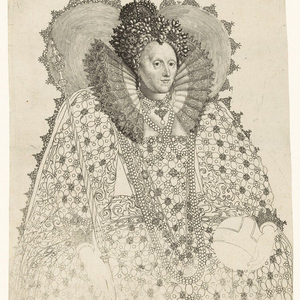 Portrait of Elizabeth I Tudor, Queen of England by Crispijn van de Passe - c. 1603-1637