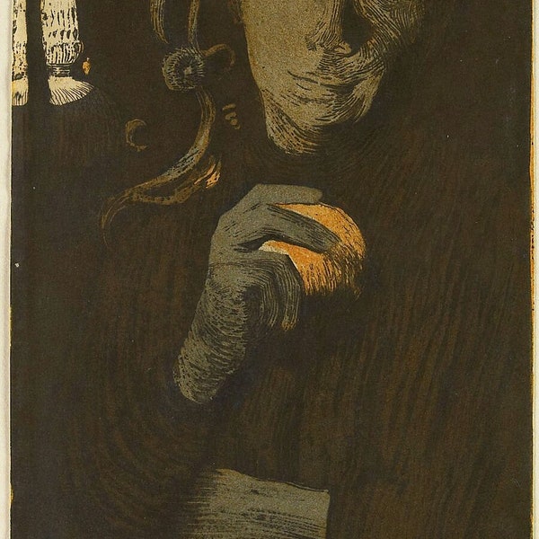 Portrait of an Unknown Woman with an Orange by a Lamp by Käthe Kollwitz - 1901