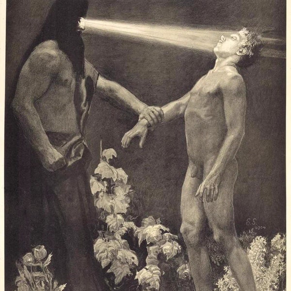 Hypnose by Sascha Schneider, 1904 - Postcard