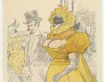 Poster Au Bal des Etudiants, Anonymous, After Henri de Toulouse-Lautrec - 1900