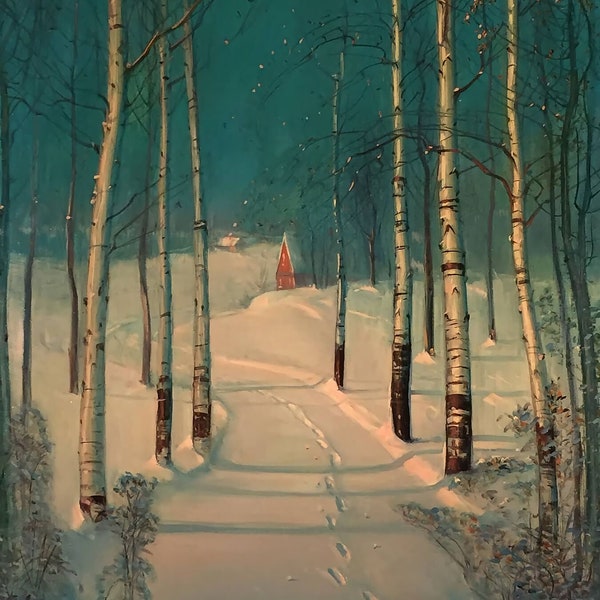 Footprints in Snow by Birch Trees by Sven Svendsen - c. 1920