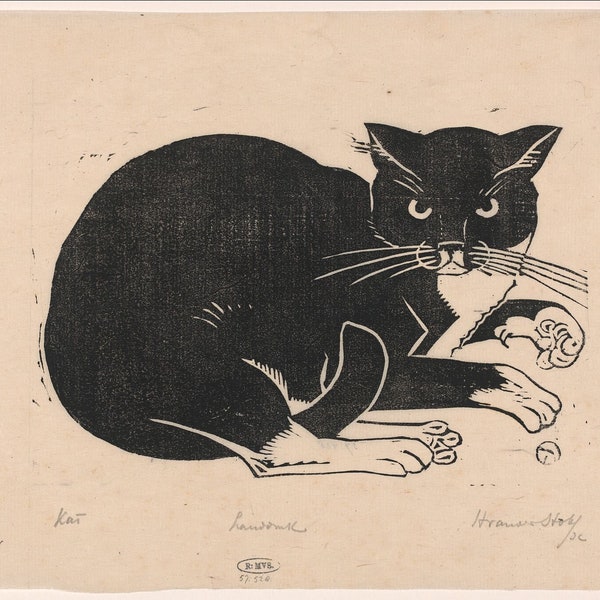 Cat by Henri van der Stok - c. 1880-1946