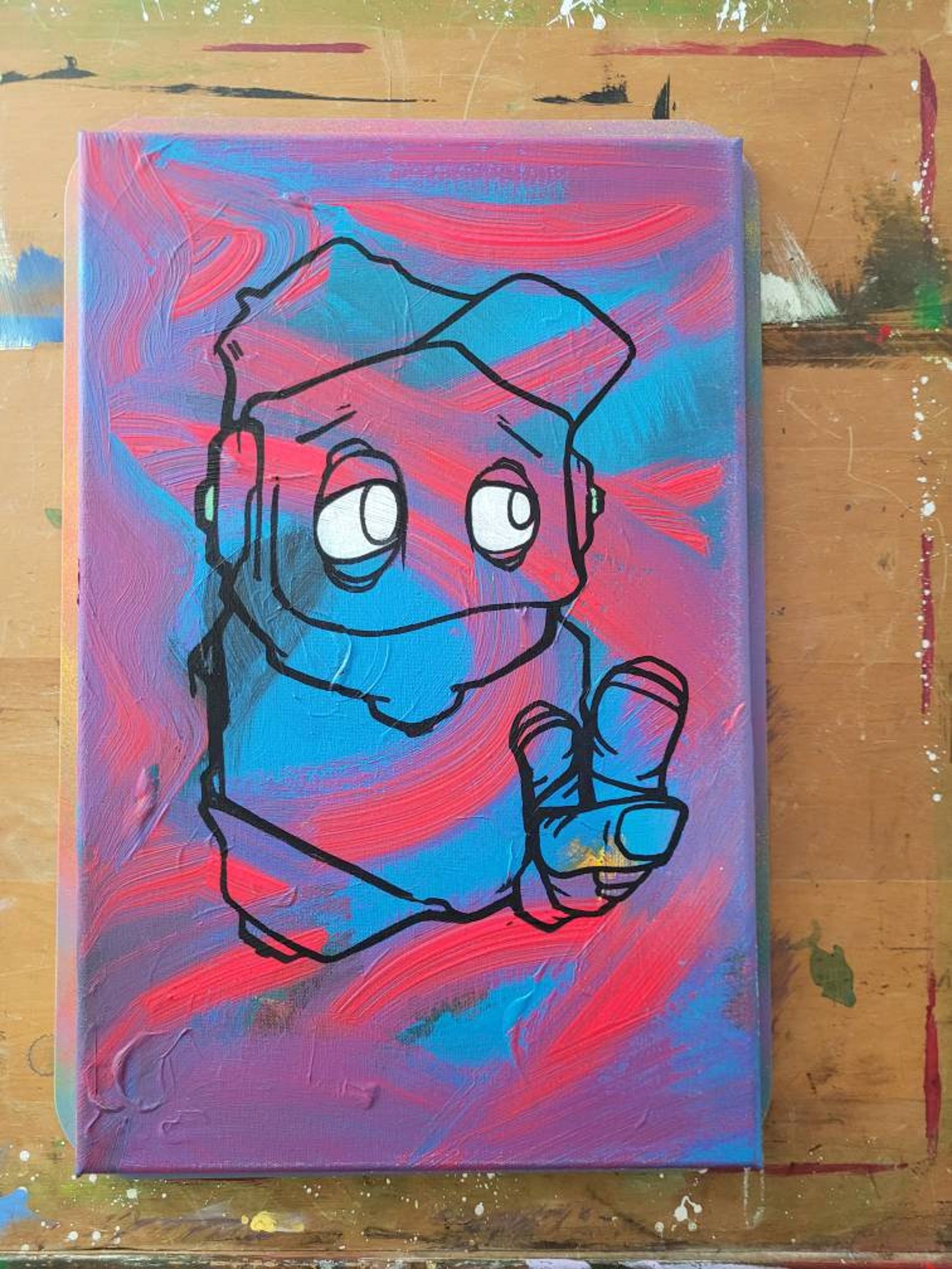 1216 acrylic painted street art canvas graffitiart character Etsy