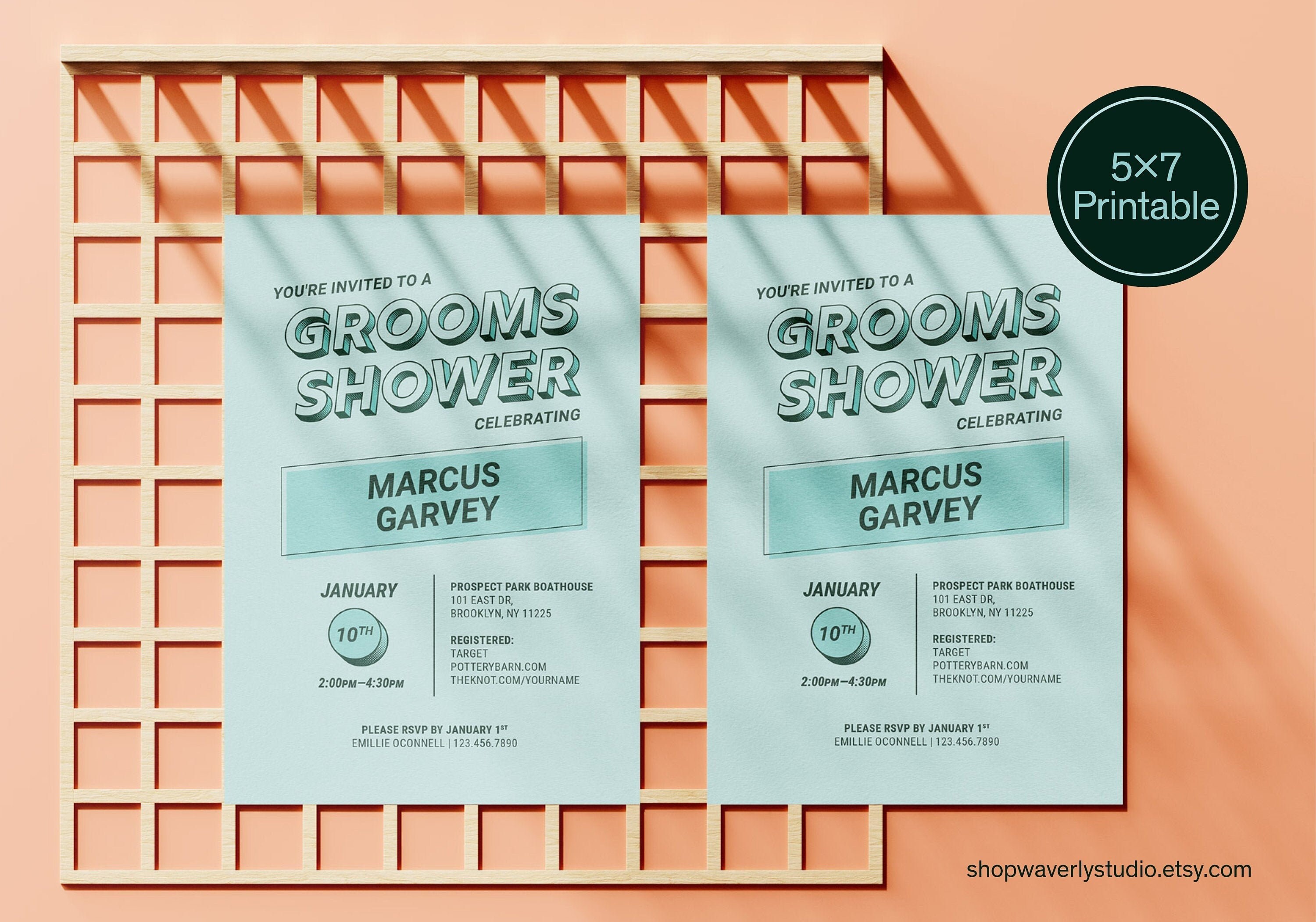 Grooms Shower Invitation 5x7 Printable and Editable Etsy