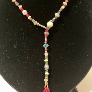 Ruby, Sapphire, Emerald and Aquamarine Lariat