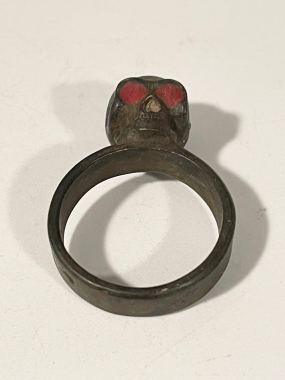 Antique Ukrainian Bronze Skull Ring - image 7