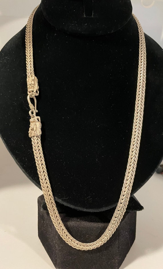 Vintage Tibetan Silver Double Dragon Necklace