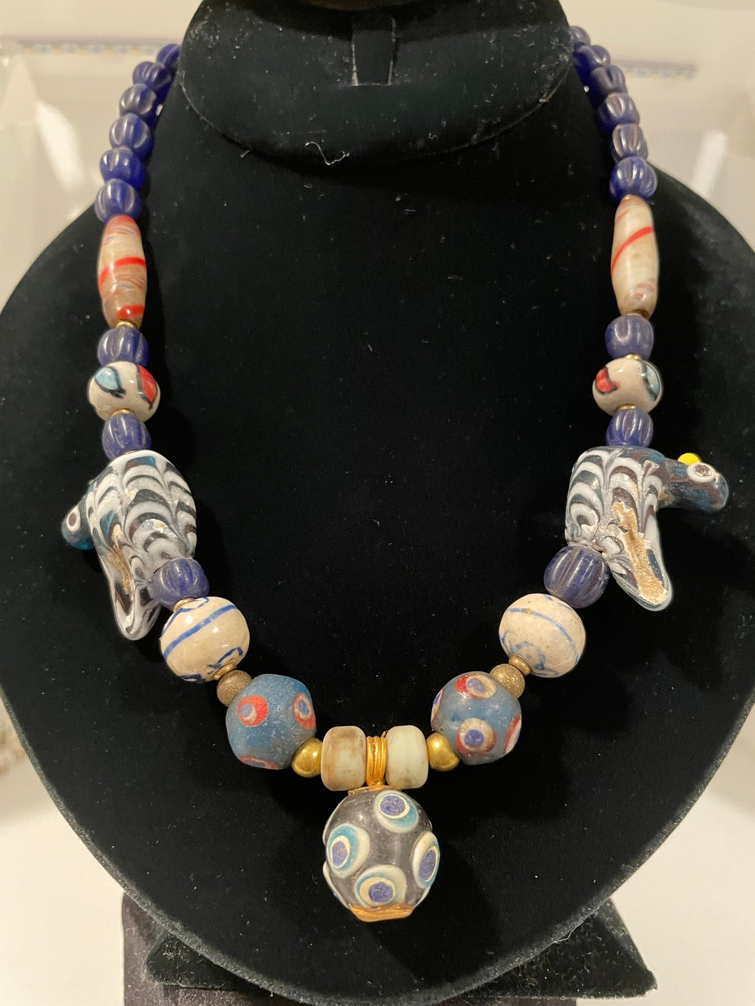 Ancient Islamic Glass Bird Bead Necklace Etsy