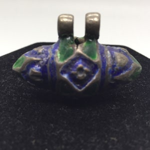 Old Afghani Silver And Enamel Pendant