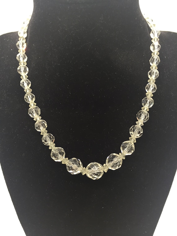 Vintage Crystal and 14KT White Gold Necklace