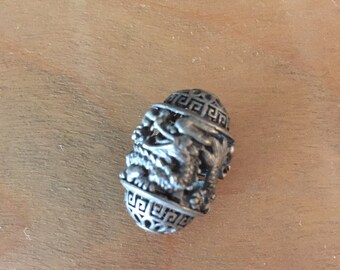 Rare Tibetan Silver Double Dragon Bead