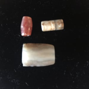 3 perles antiques tibétaines d&#39;agate annelée dZi