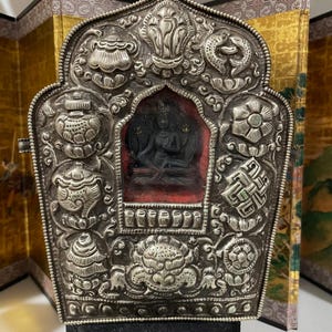 Antique Tibetan Silver and Copper Ghau Box
